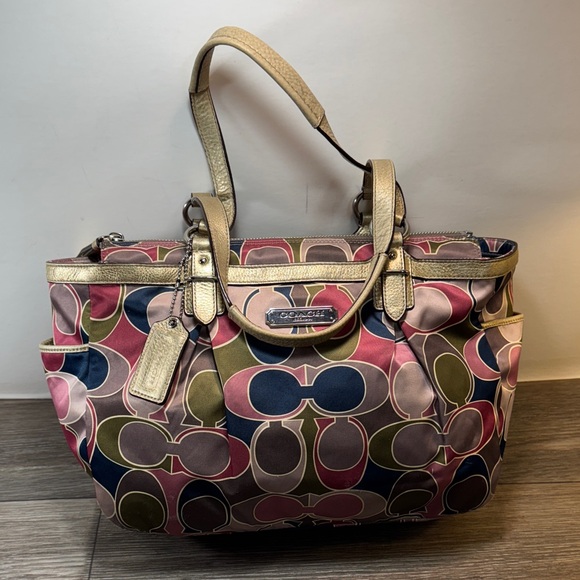 Coach Handbags - Coach Pink and Gold Signature Tote Bag